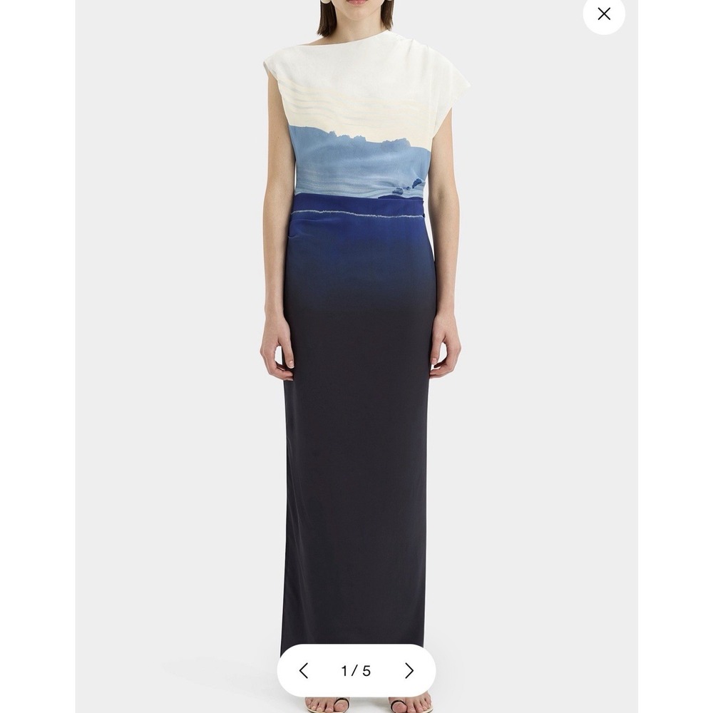 Sir The Label Mariner Blue/White Silk Color Block Dress 3